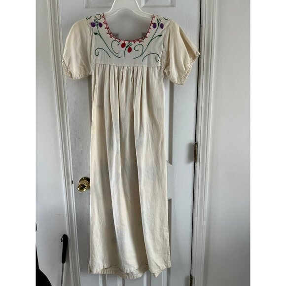 Vintage 1970's Handmade Hand Embroidered Maxi Dress Wedding Dress One Of A Kind - Picture 6 of 10